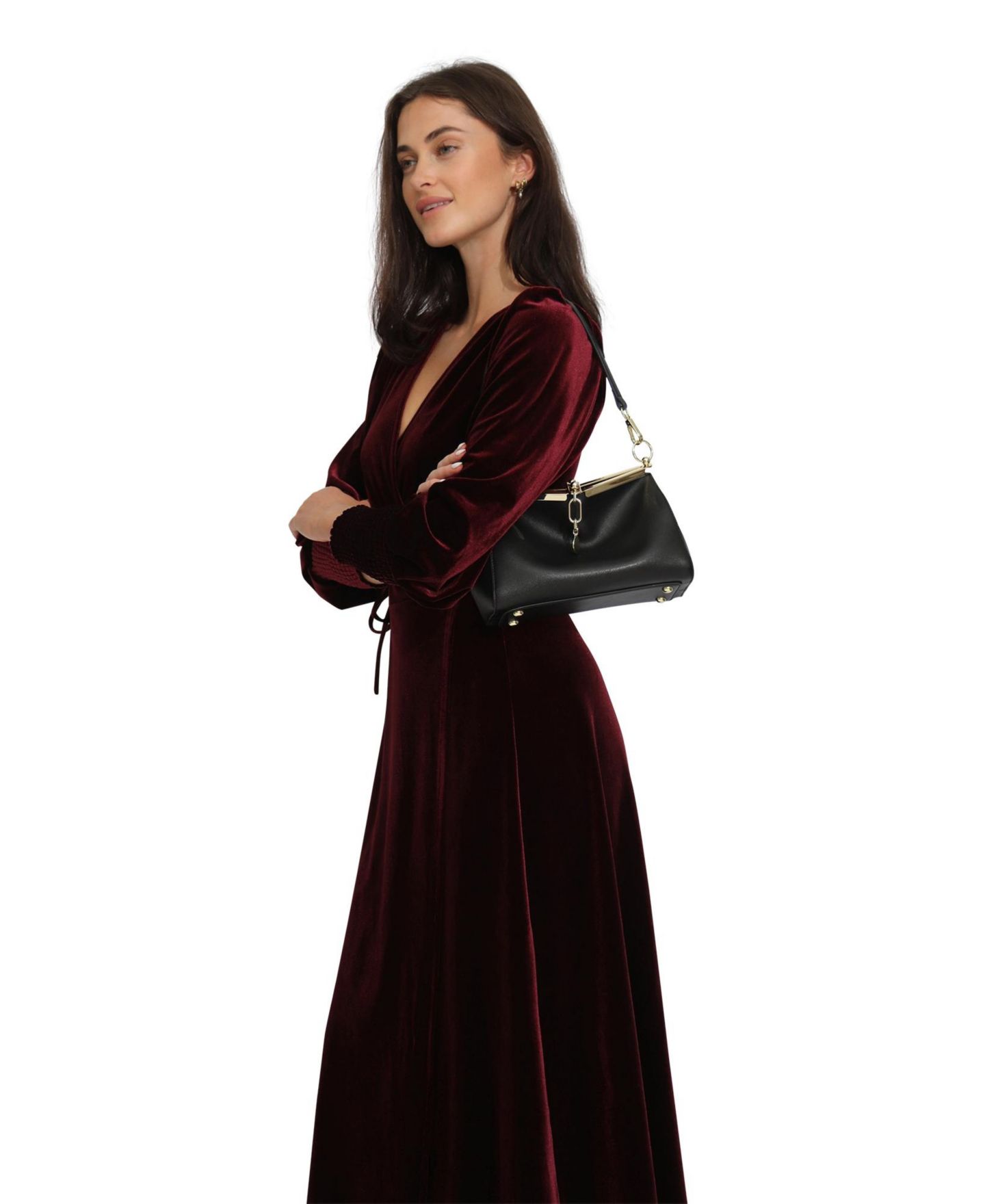 Женское платье Belle & Bloom Current Mood Velvet Wrap, цвет: Бордовый — фото 7