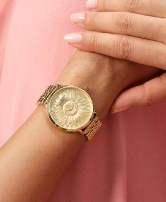 Women's Sunflower Gold Tone Stainless Steel Bracelet Watch, 35mm