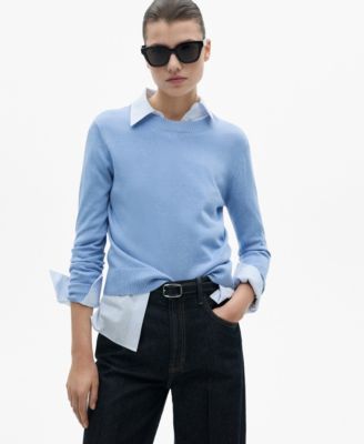 MANGO - Women's Linen Blend Knitted Sweater