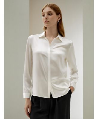 Women's Basic Concealed Placket Silk Shirt
