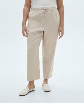 Women's Elastic Waist Flowy Trouser Pants