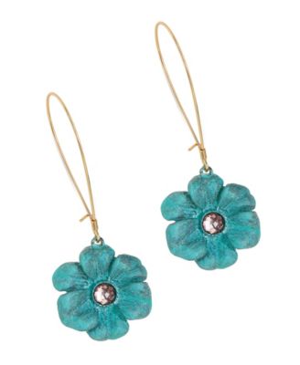 Faux Stone Patina Flora Dangle Earrings
