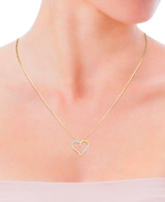 Diamond Open Heart 18" Pendant Necklace (1/6 ct. t.w.) in 10k Gold