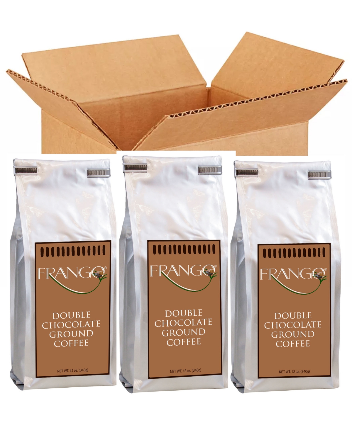 Frango Chocolates Double Chocolate 12 oz Ground Coffee, 3 Pack In Transparent