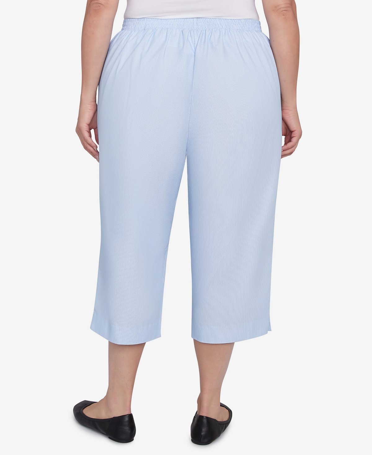 Alfred Dunner Plus Size St. Thomas Heat Set Embroidered Capri Pants In Blue