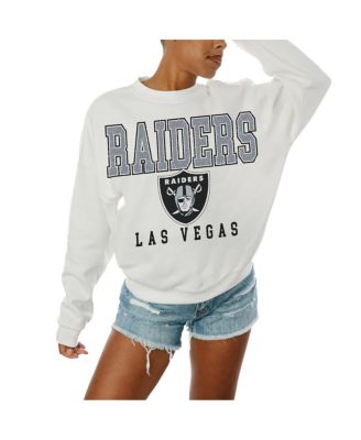 Gameday Couture - Women's White Las Vegas Raiders Sunday Drives Oversized Crewneck Pullover Sweatshirt