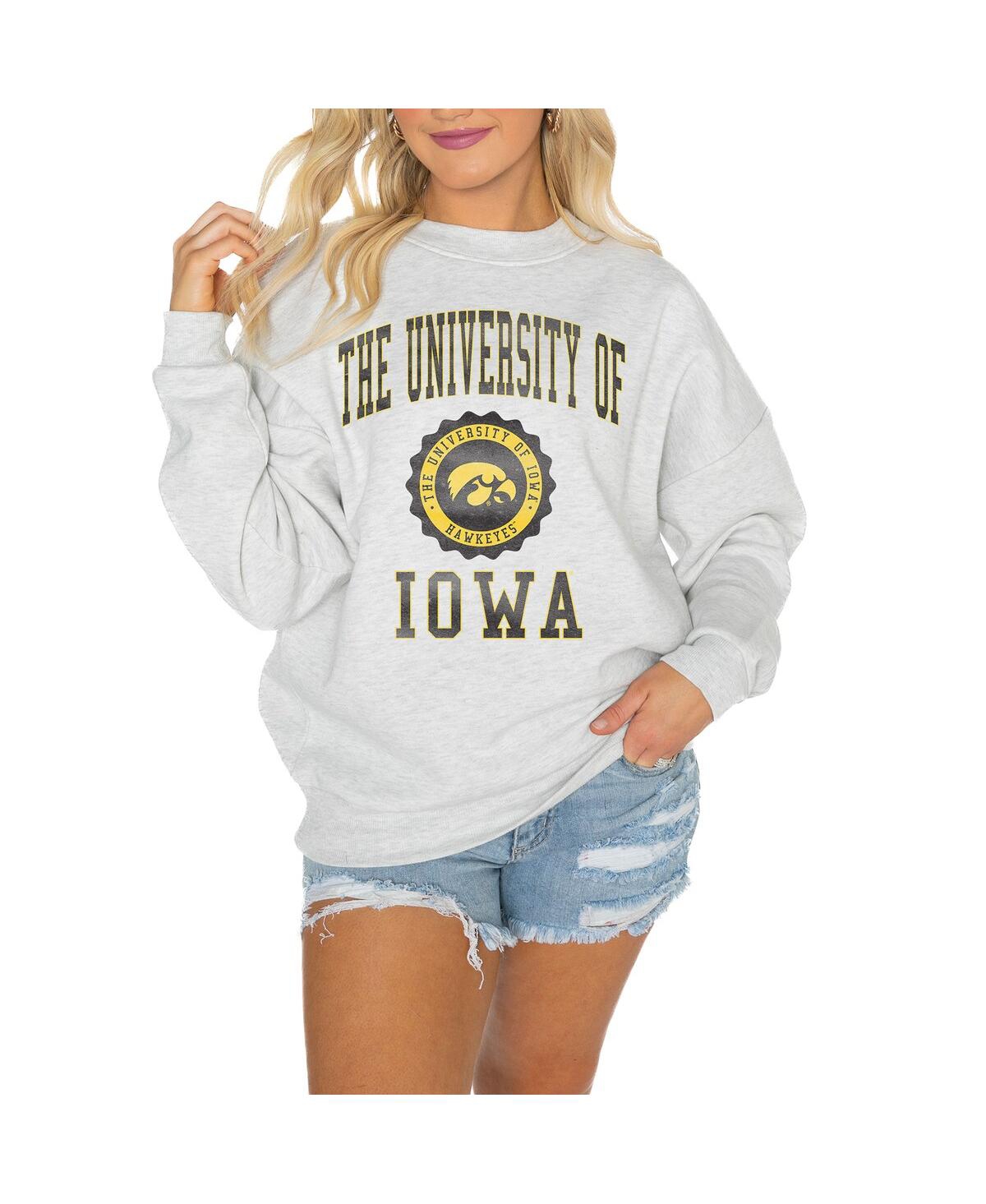 Gameday Couture Women's Steel West Virginia Mountaineers Good Vibes Premium Fleece Drop Shoulder Pullover Sweatshirt In Steel