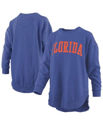 Pressbox - Women's Royal Florida Gators Melange Poncho Vintage Fleece Long Sleeve Pullover Sweatshirt