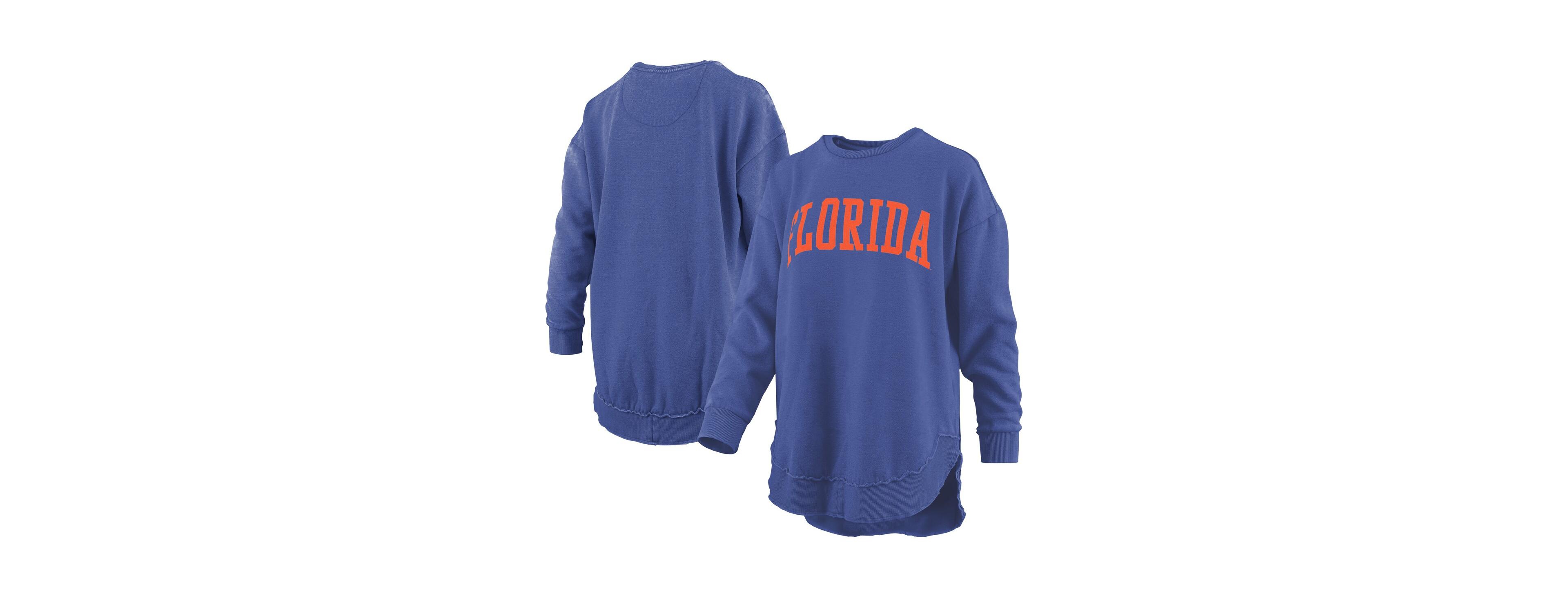 Pressbox Women's Royal Florida Gators Melange Poncho Vintage Fleece Long Sleeve Pullover Sweatshirt