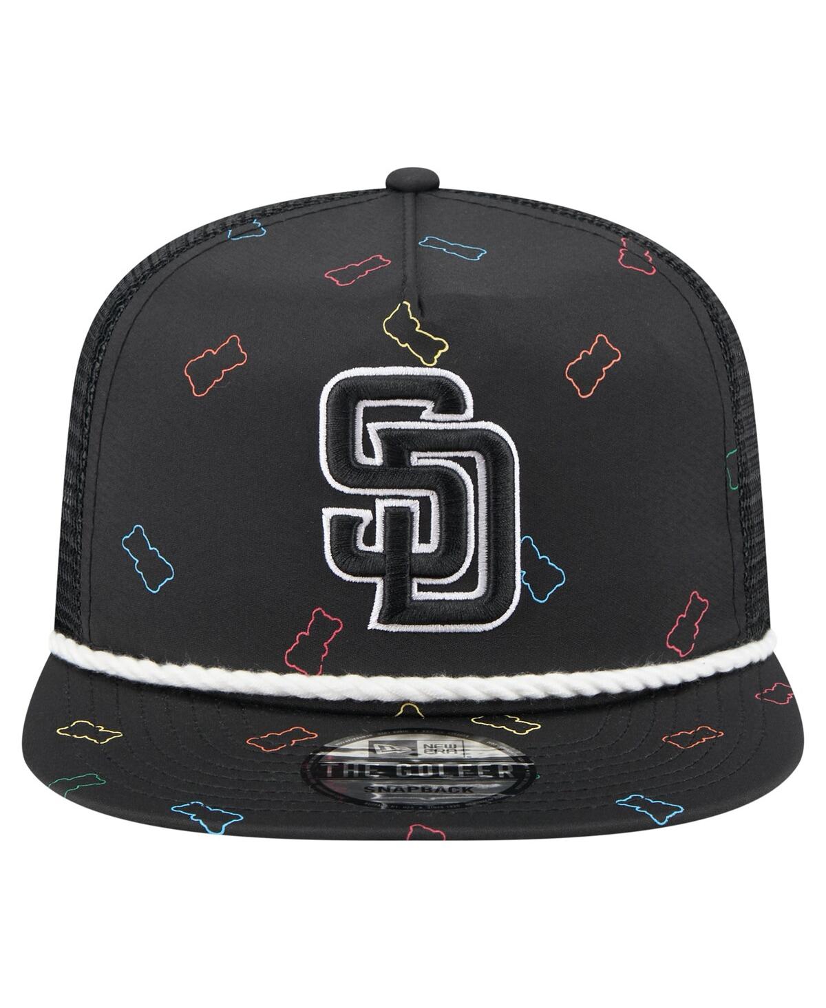 NEW ERA MEN'S BLACK SAN DIEGO PADRES GUMMY GOLFER TRUCKER ADJUSTABLE HAT 