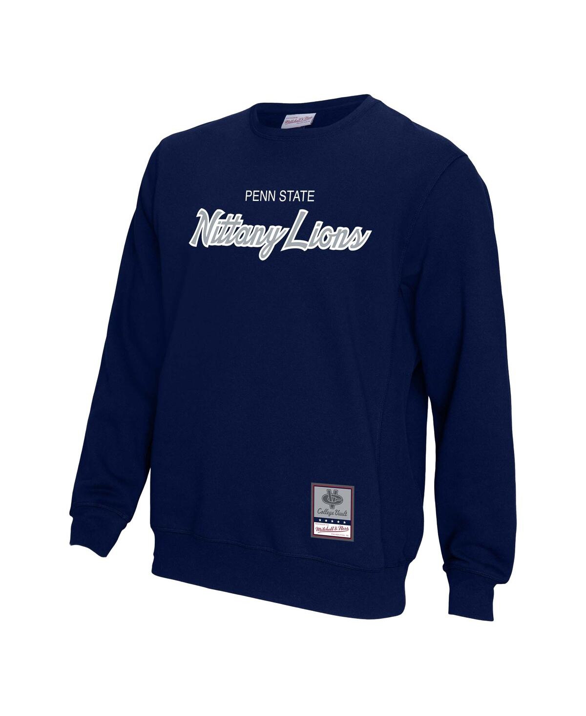 Mitchell & Ness Navy Penn State Nittany Lions Elite Script Pullover Sweatshirt In Blue