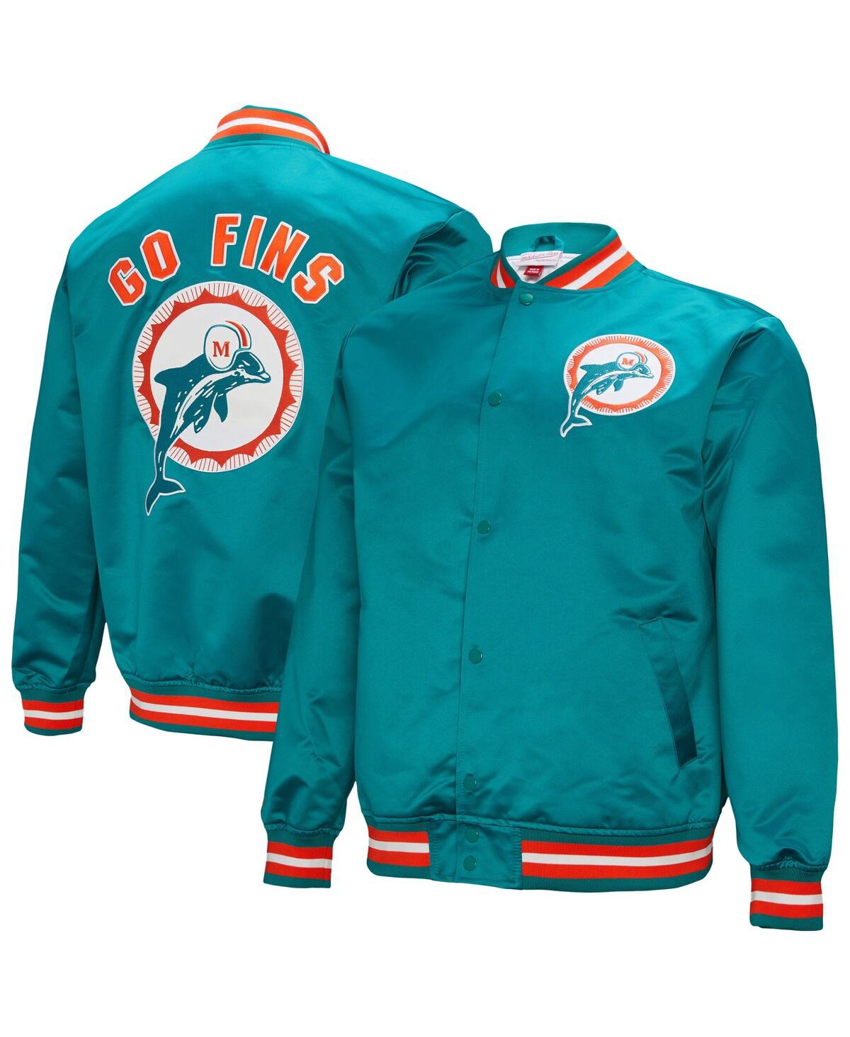 Men's Aqua Miami Dolphins Double Down Satin Full-Snap Jacket - Aqua
