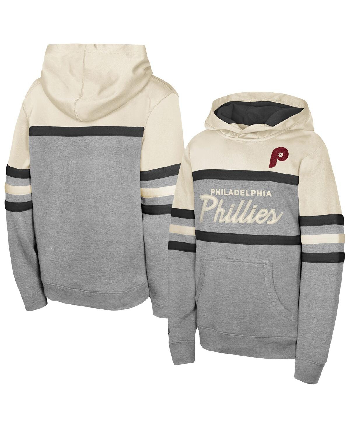 Mitchell & Ness Men's Cream Philadelphia Phillies Head Coach Pullover Hoodie In Cream