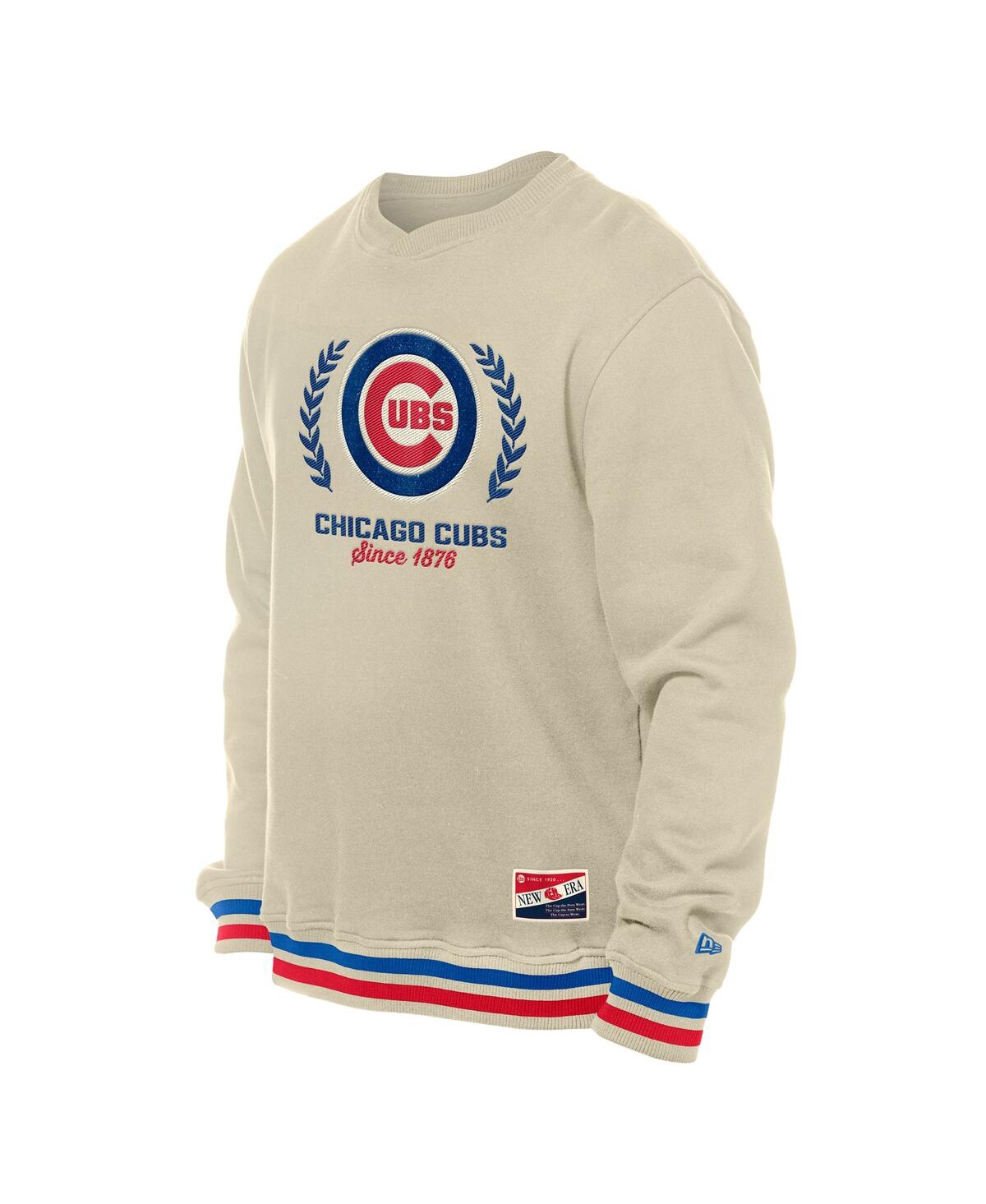 NEW ERA MEN'S CREAM CHICAGO CUBS THROWBACK PULLOVER SWEATSHIRT 