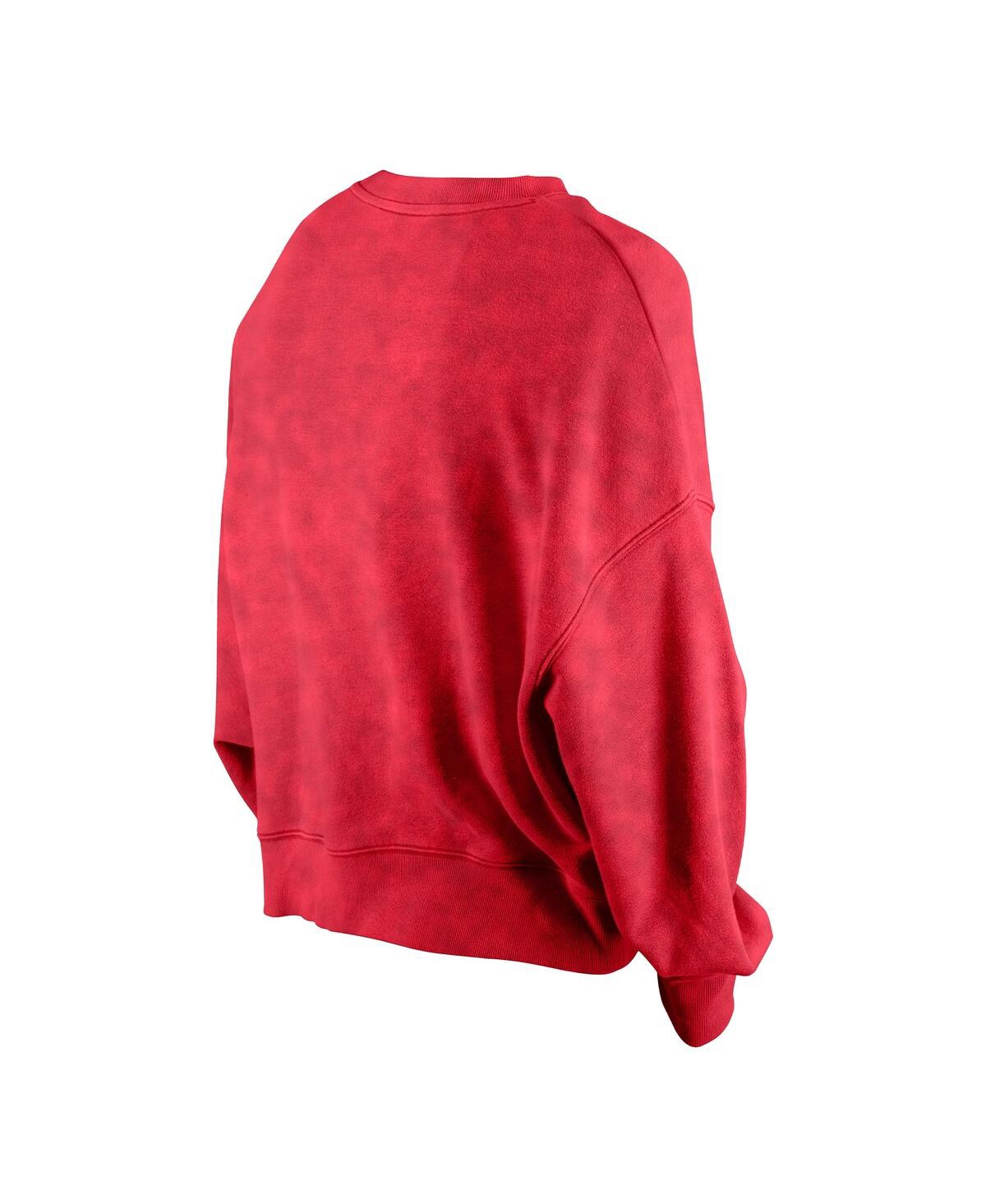 New Era Women's Red St. Louis Cardinals Throwback Boxy Enzyme Wash Fleece Crewneck Pullover Sweatshirt In Red
