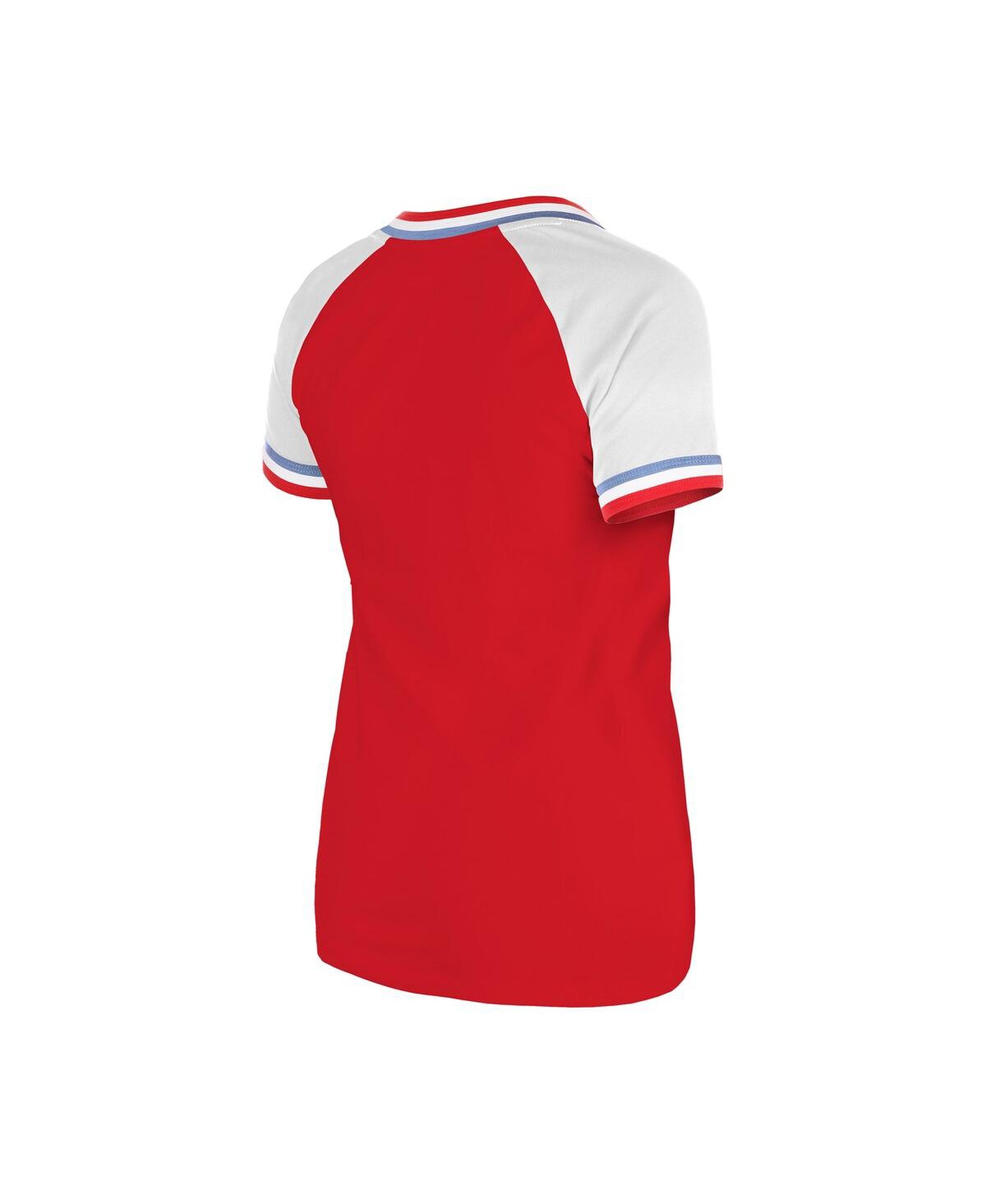 NEW ERA WOMEN'S RED TEXAS RANGERS GAMEDAY RAGLAN V-NECK T-SHIRT 
