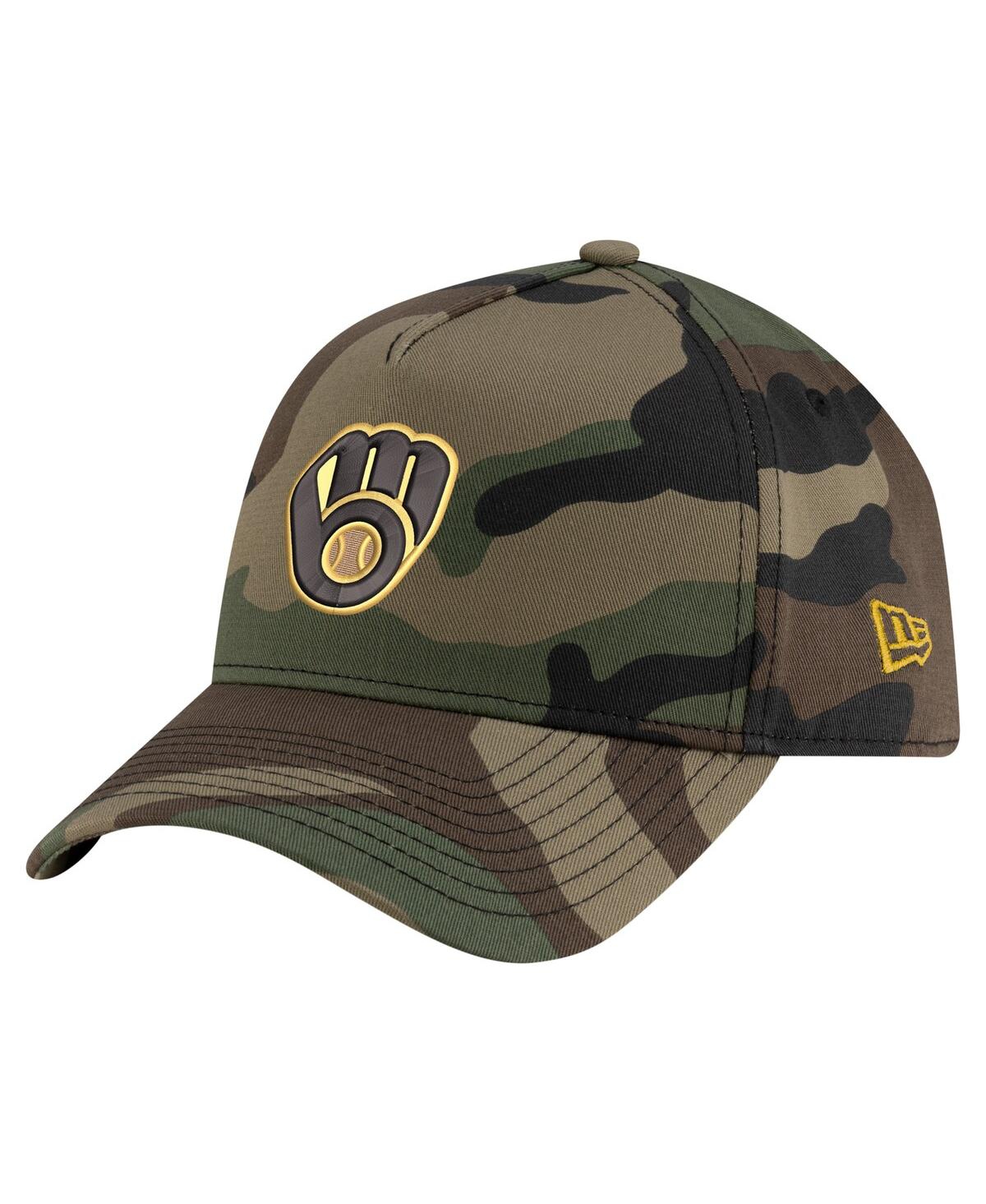 New Era Men's Camo Milwaukee Brewers Woodland Team Pop 9forty A-frame Adjustable Hat In Camo