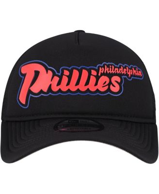 Men's Black Philadelphia Phillies Retro Bold A-Frame Trucker 9FORTY Adjustable Hat