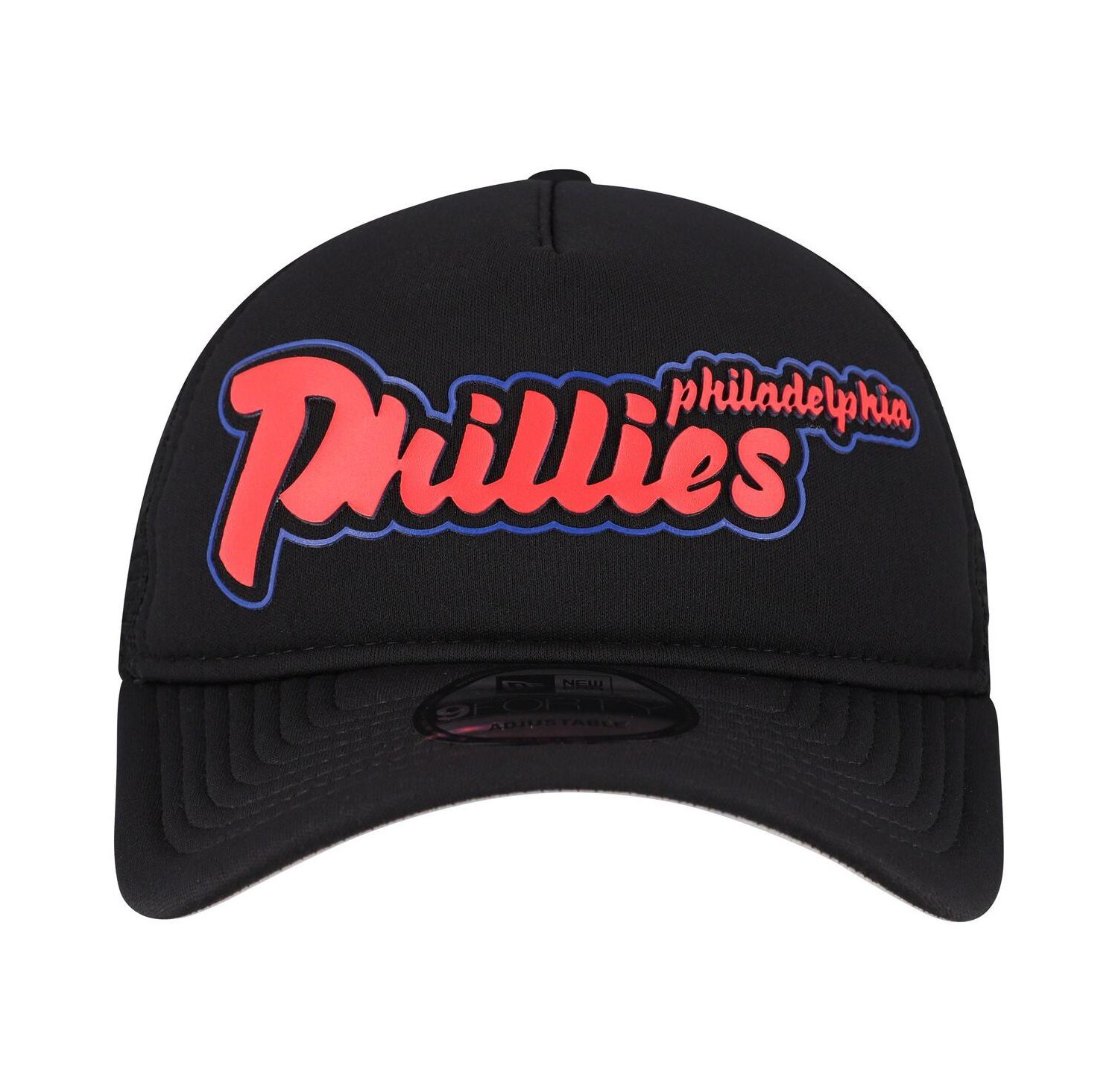 Men's Black Philadelphia Phillies Retro Bold A-Frame Trucker 9FORTY Adjustable Hat