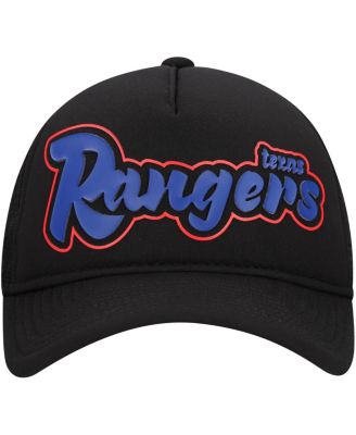 Men's Black Texas Rangers Retro Bold A-Frame Trucker 9FORTY Adjustable Hat
