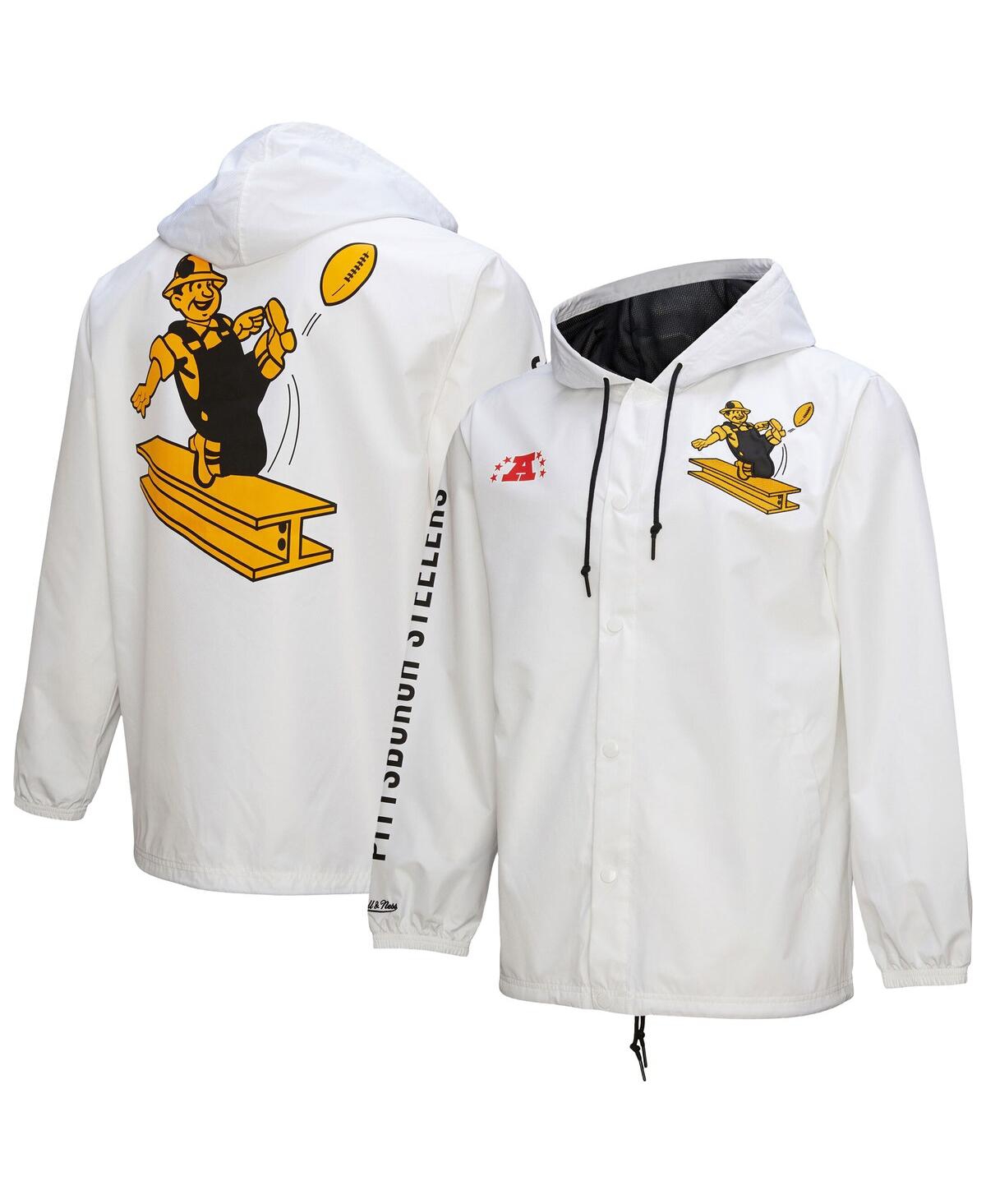 Mitchell & Ness Men's White Pittsburgh Steelers Vintage Logo Coaches Full-snap Hoodie Jacket In White