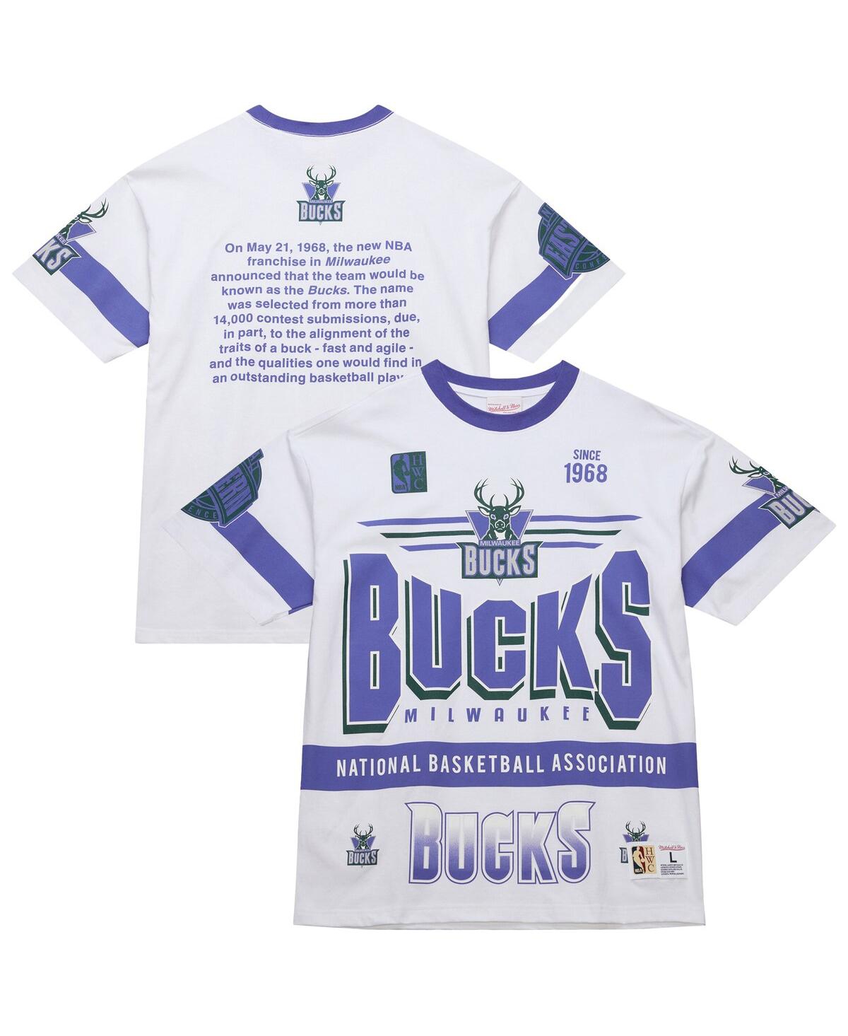 Mitchell & Ness Men's And Women's White Milwaukee Bucks Hardwood Classics Vintage Team Origins Premium T-shirt In White