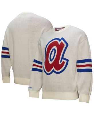 Mitchell & Ness - Men's Cream Atlanta Braves Retro Pullover Sweater