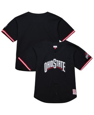 Mitchell & Ness - Men's Black Ohio State Buckeyes On The Clock Full-Button Fashion Jersey