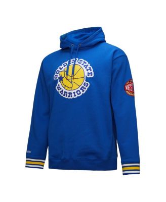Men's Royal Golden State Warriors Chainstitch Applique Vintage Heavyweight Pullover Hoodie
