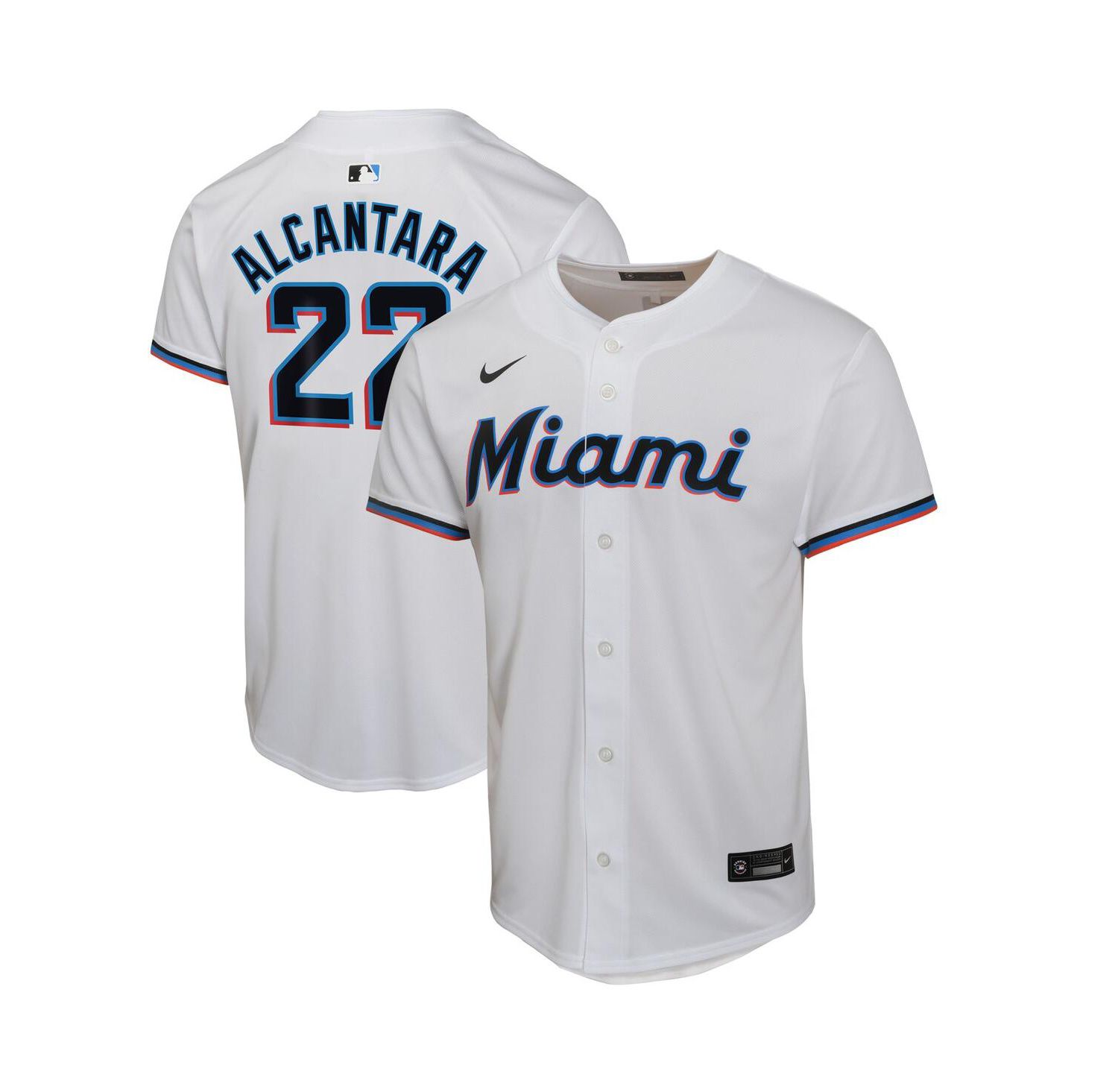 Big Boys and Girls Sandy Alcantara White Miami Marlins Home Game Player Jersey