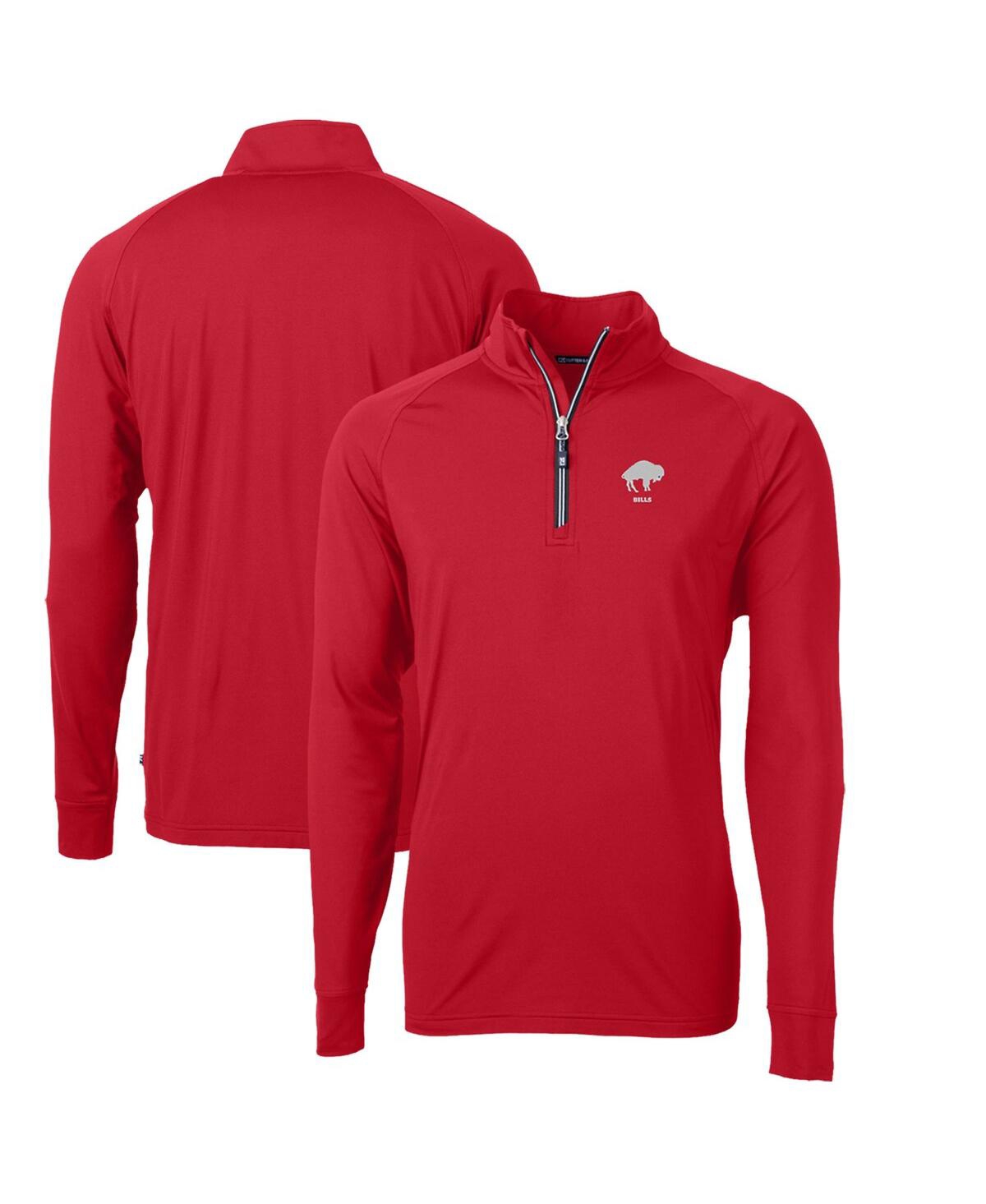 Men's Red Buffalo Bills Adapt Eco Knit Stretch Quarter-Zip Throwback Pullover Top - Red