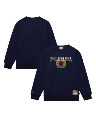 Mitchell & Ness - Men's Navy Philadelphia 76ers Hardwood Classics Collegiate Fleece Pullover Sweatshirt