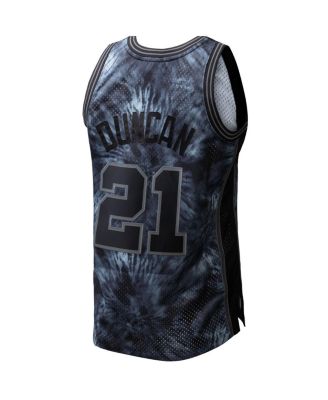 Men's Tim Duncan Black San Antonio Spurs Hardwood Classics 1998/99 Tie-Dye Swingman Jersey