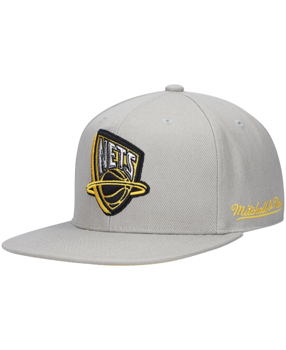 Mitchell & Ness Men's Gray New Jersey Nets Hardwood Classics 35th Anniversary Sunny Gray Fitted Hat In Gray