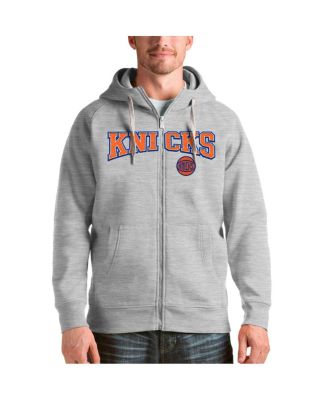 Antigua - Men's Heathered Gray New York Knicks Victory Full-Zip Hoodie