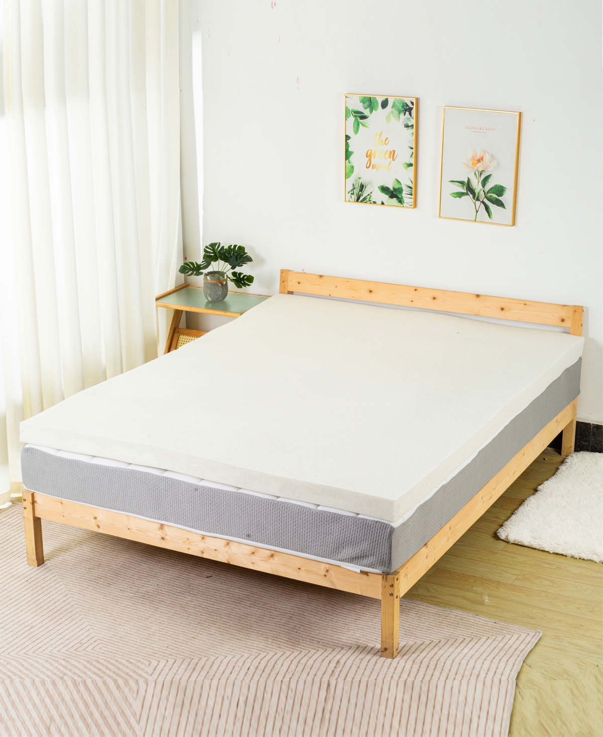 Payton 1" Copper-infused Memory Foam Mattress Topper, Queen In Sand