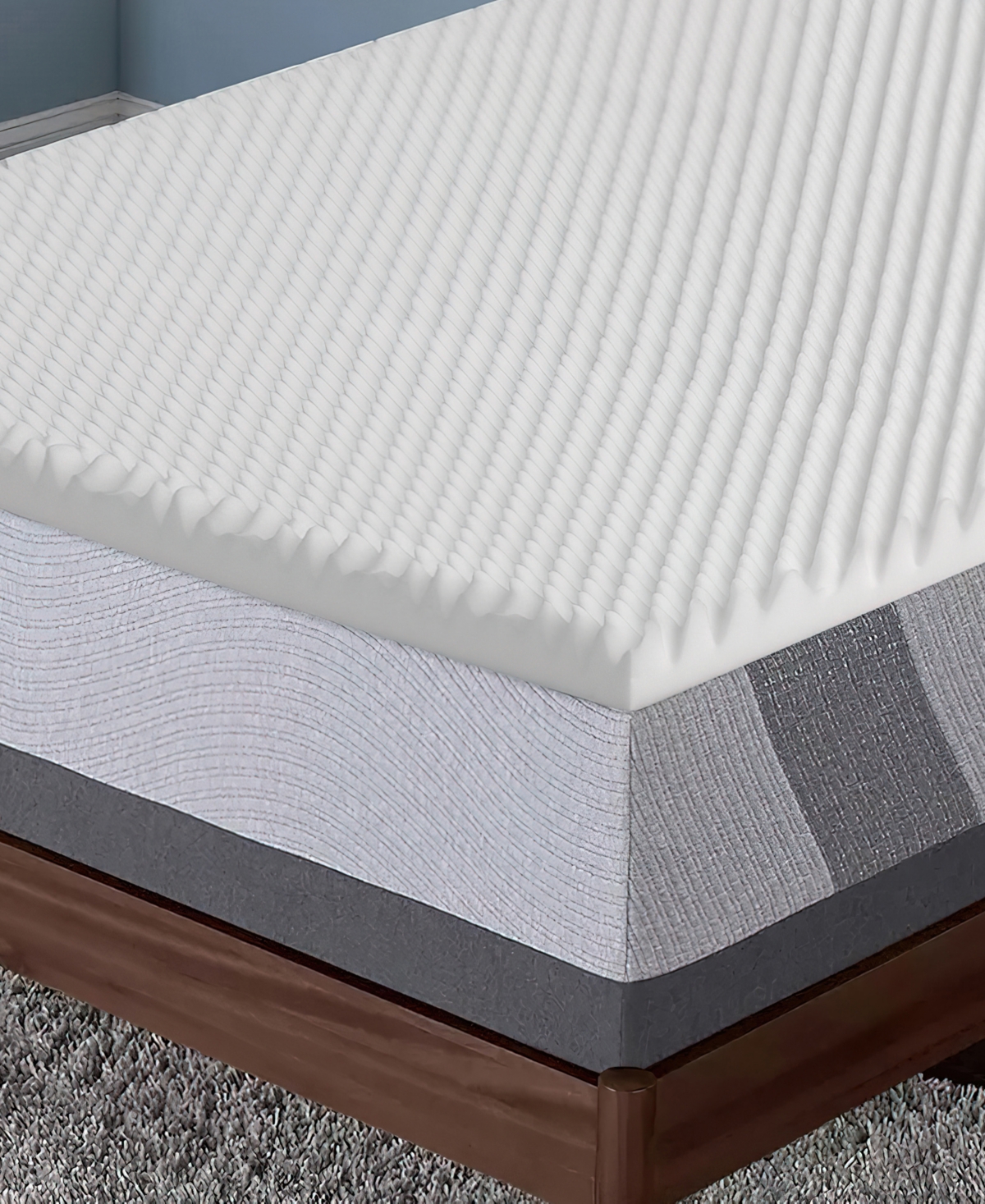 Payton 2" Convoluted Foam Mattress Topper, Full In White