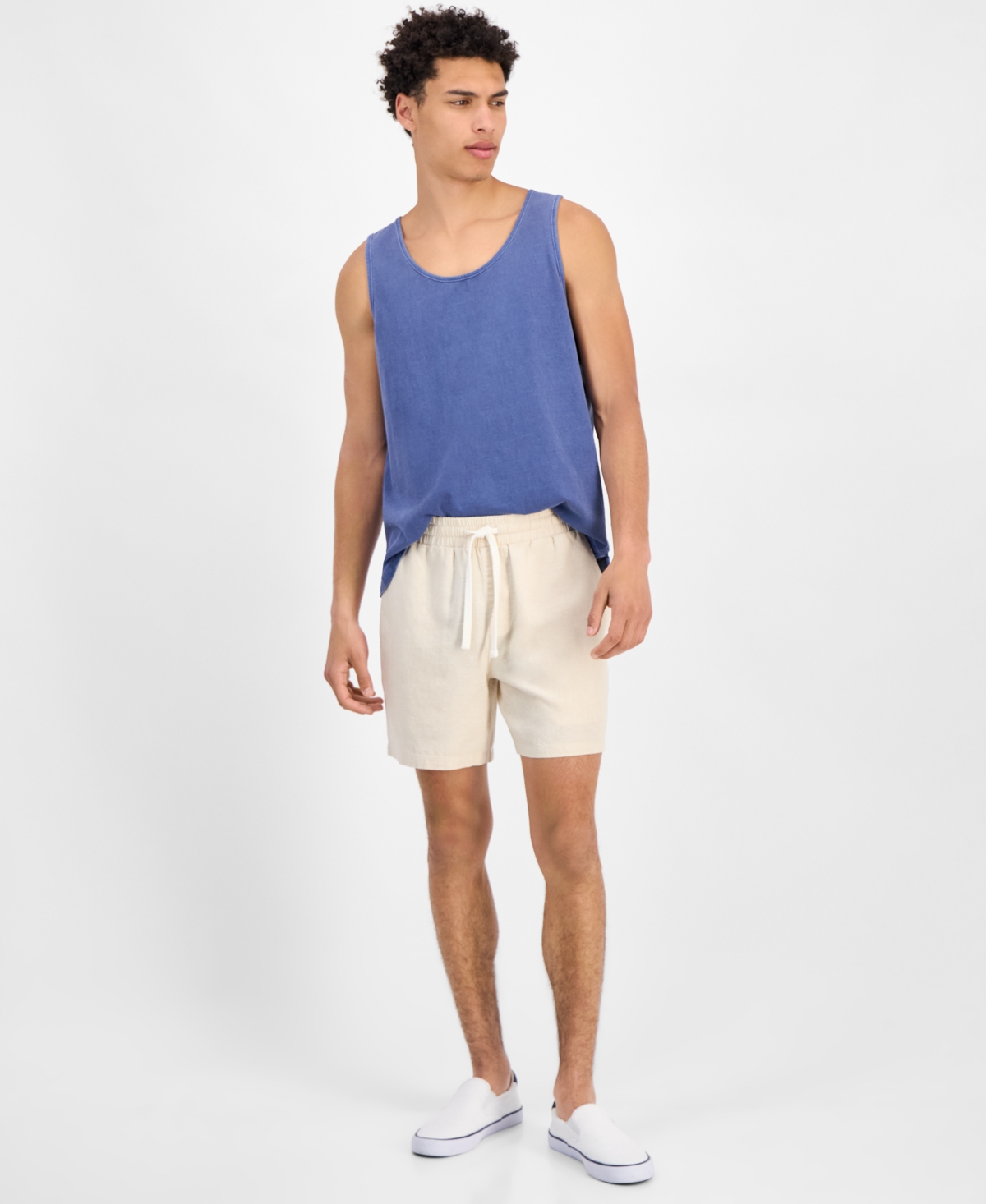 SUN + STONE MEN'S CHASE REGULAR-FIT 6" LINEN BLEND SHORTS, EXCLUSIVELY AT MACY'S 
