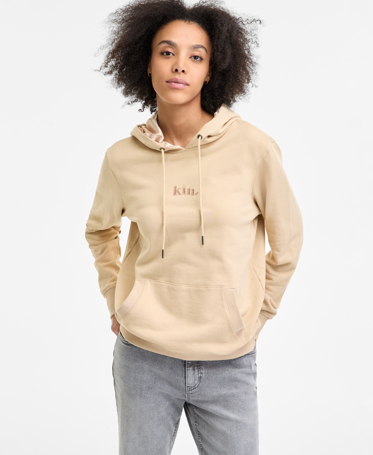 Kin Apparel Women's Satin-hood Long-sleeve Hoodie