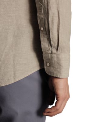 Men's Slim Fit Long Sleeve Linen Button-Front Shirt