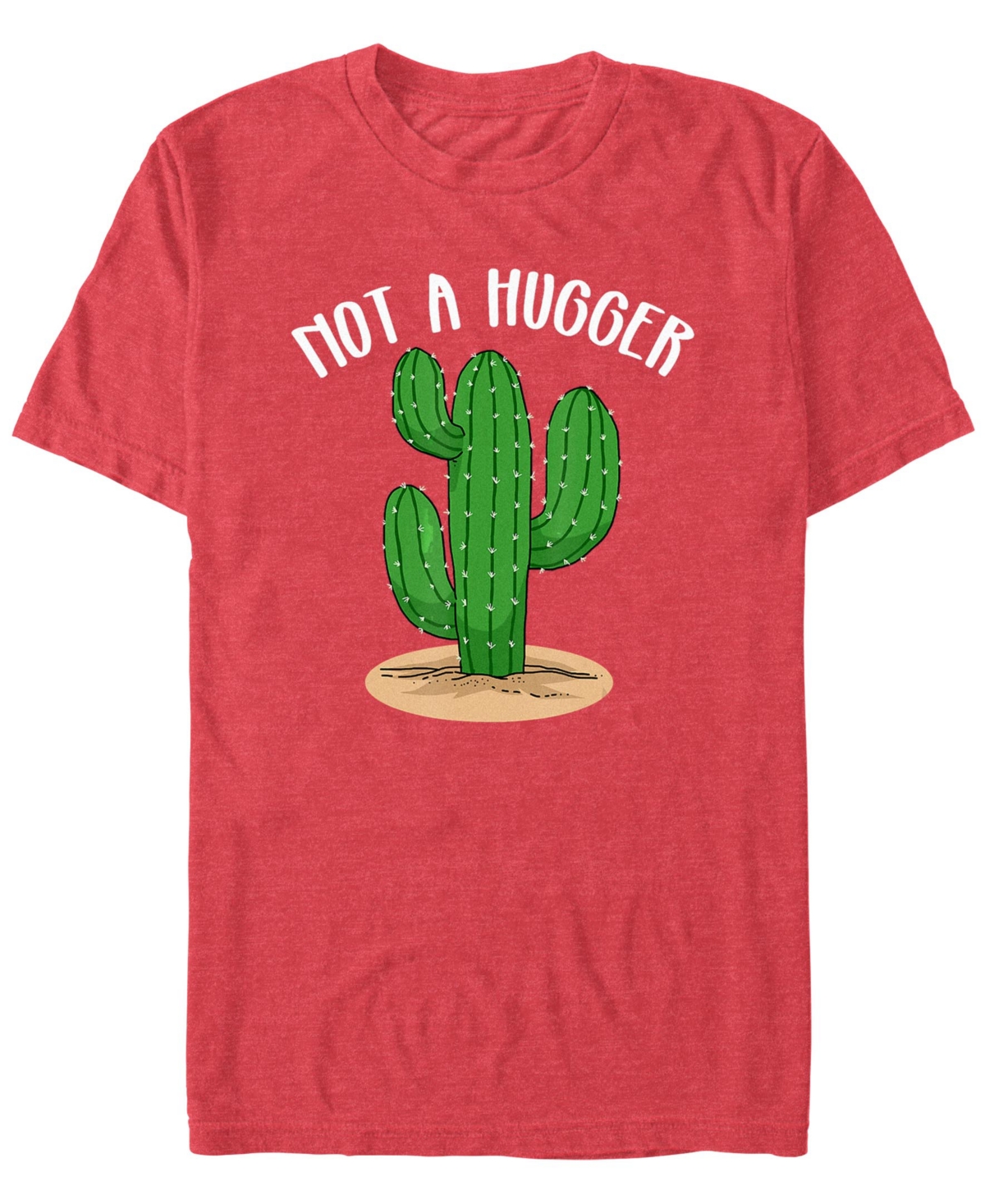 Men's Not A Hugger Botanical Cactus T-Shirt - Red Heather