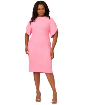 Plus Imitation Pearl-Trim Crepe Sheath Dress