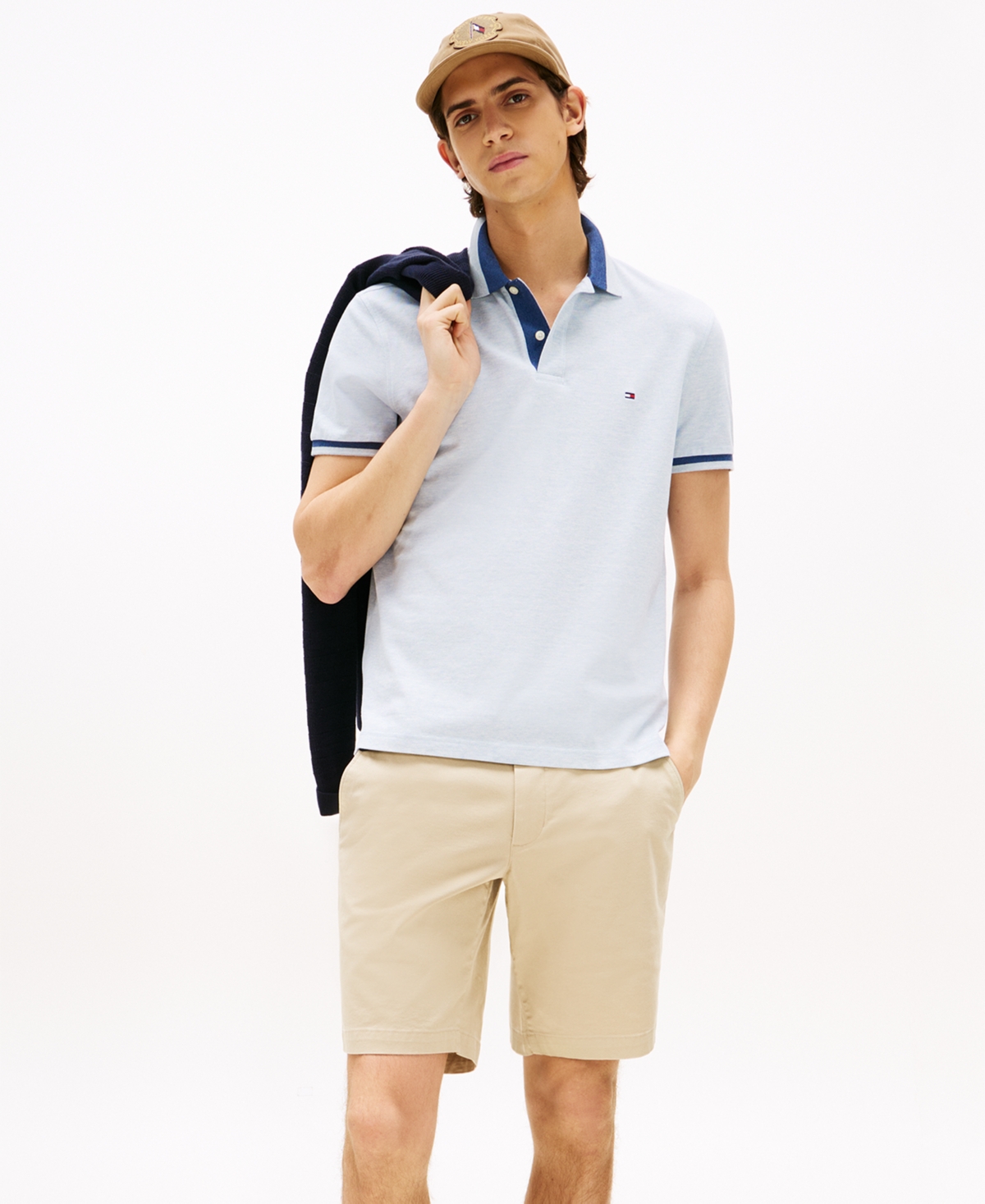 Tommy Hilfiger Men's Regular-fit Contrast-collar Polo Shirt In Blue