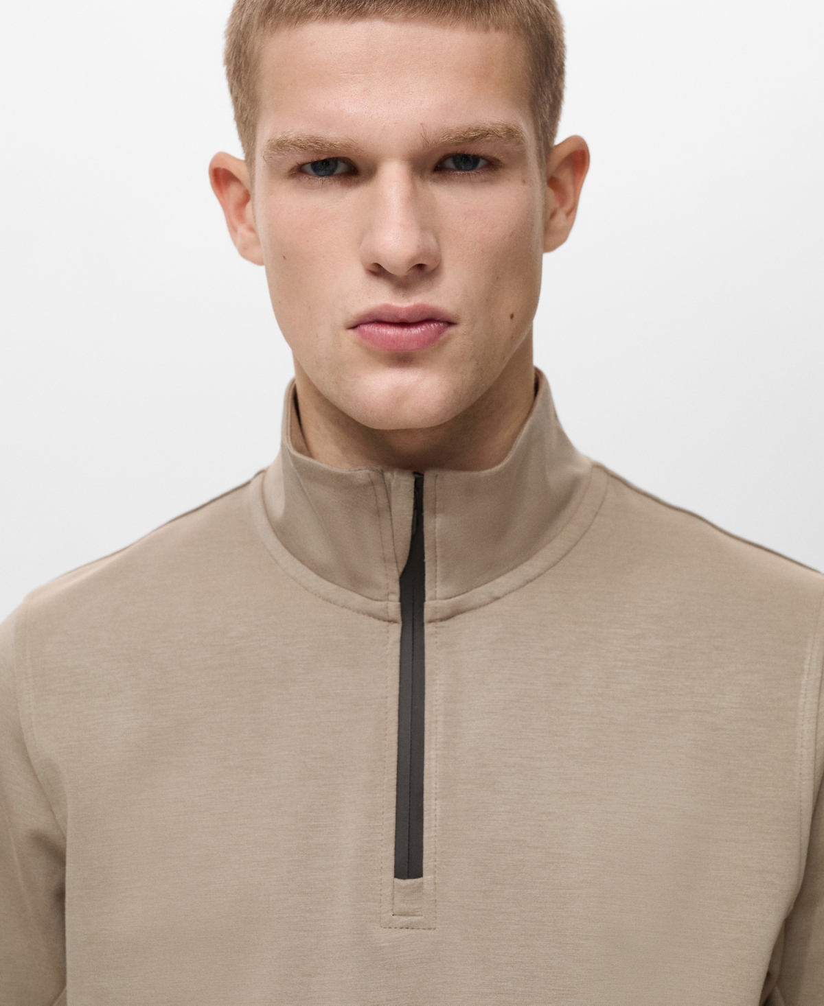 Mango Sudadera Comfort Stretch Quarter Zip Sweatshirt In Neutral
