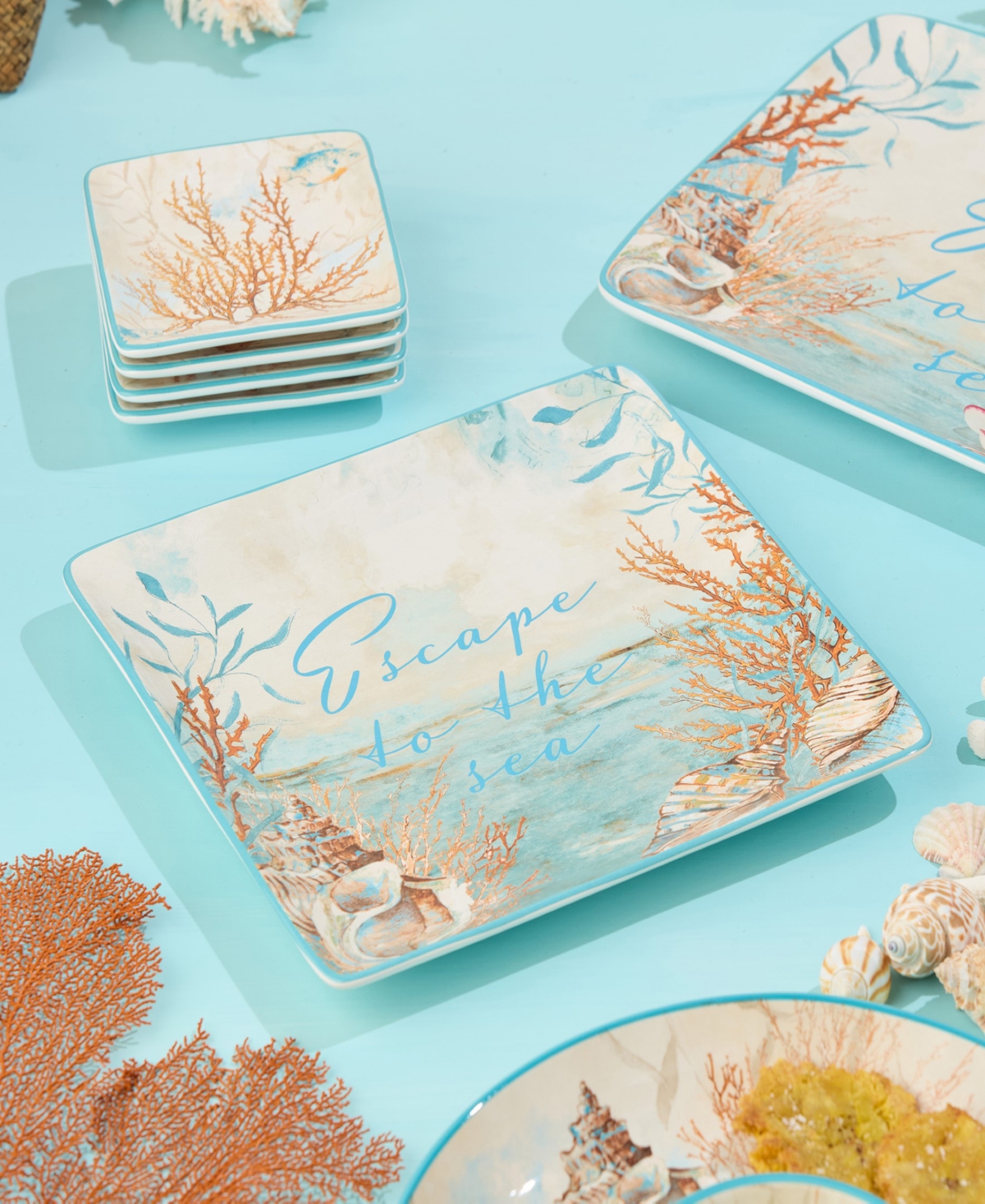 Certified International Escape To The Sea Rectangular Platter In Miscellaneous