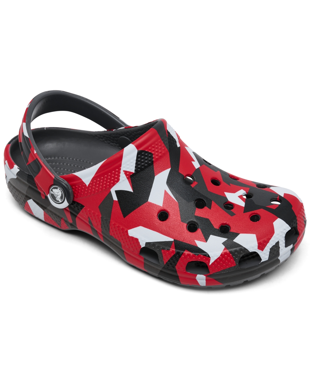 Crocs Little Kids Classic Geo Camo Clogs From Finish Line In Slate Gray,red