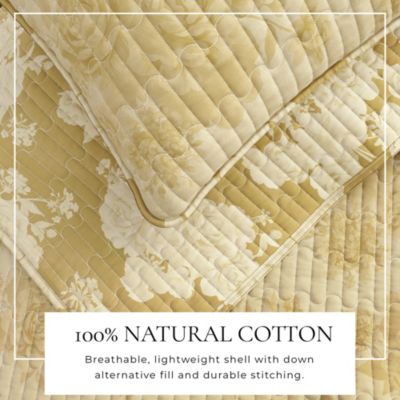 Cotton Stitched Reversible Floral 3 Piece Quilt and Sham Set