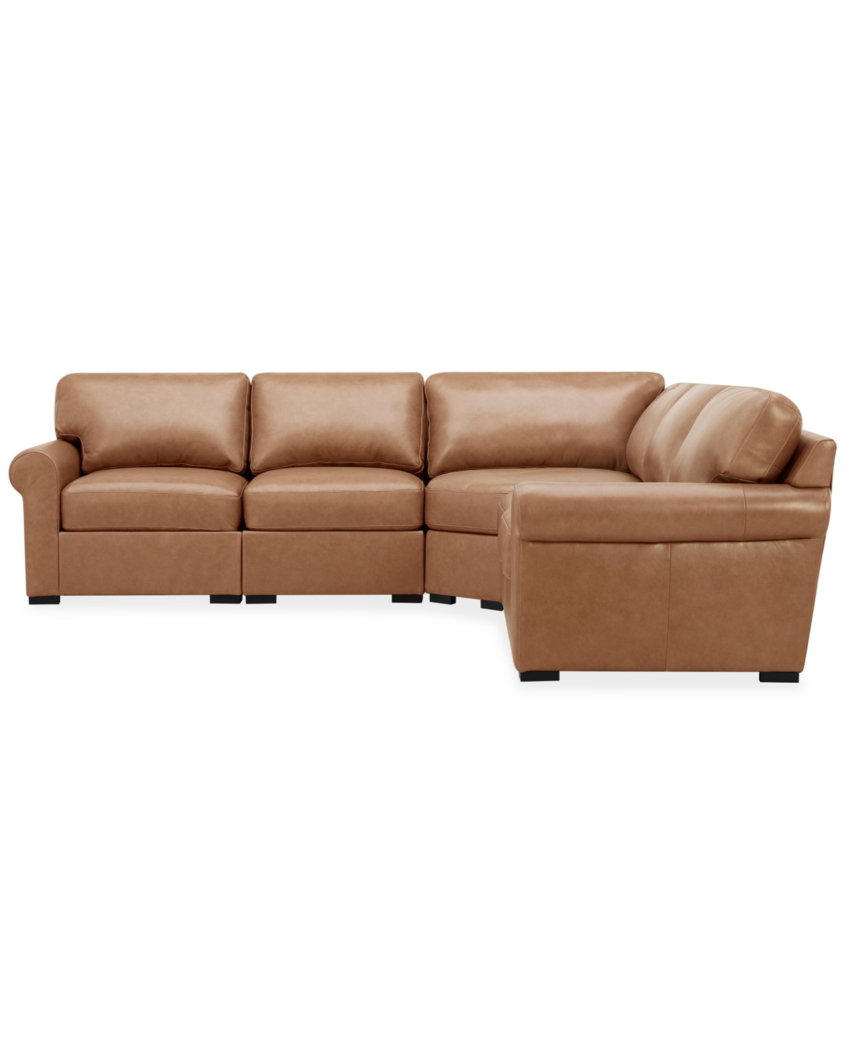 Macy's Radley Roll Arm 117" 4-pc. Leather Wedge Corner L Sectional, Exclusively At