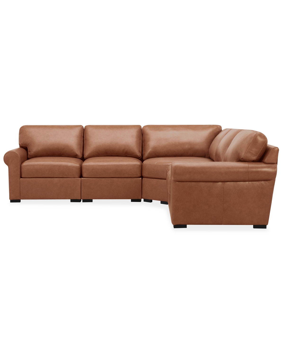 Macy's Radley Roll Arm 117" 4-pc. Leather Wedge Corner L Sectional, Exclusively At