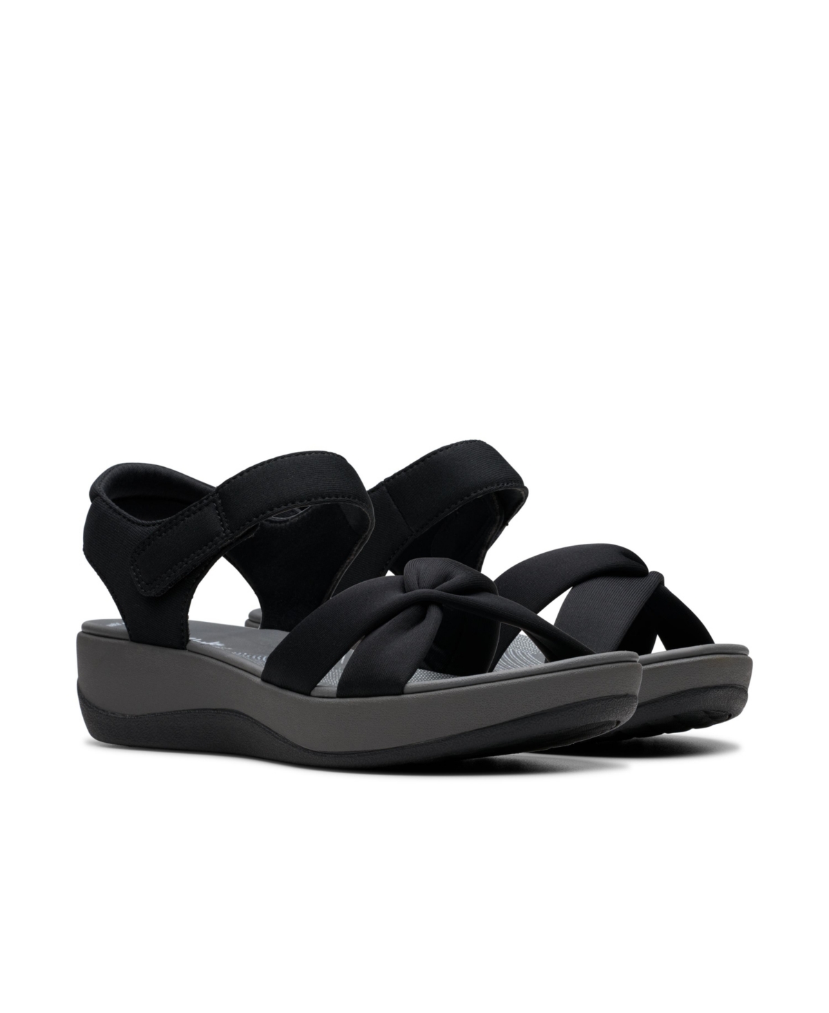 Clarks Women's Arla Daisy Slip On Flat Sandals In Black Textile